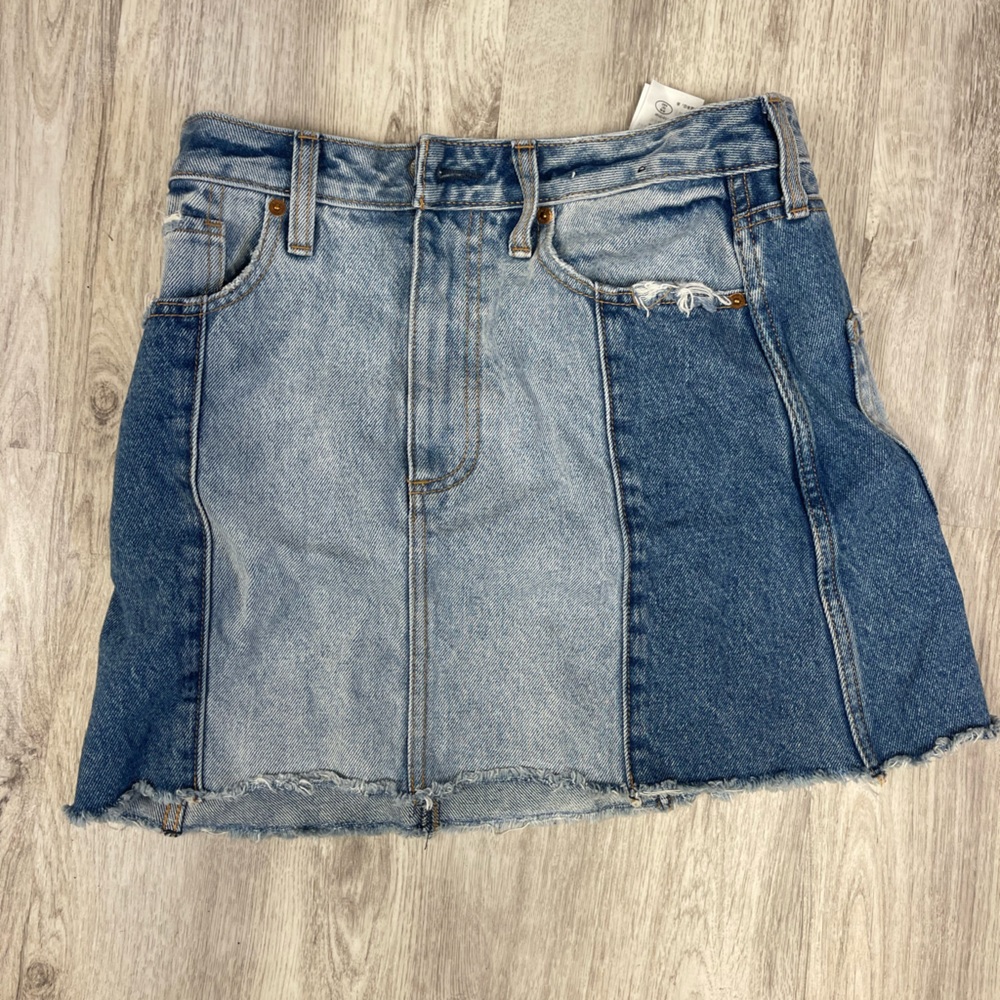 Two tone denim mini skirt